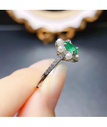 Sterling Silver 0.40 Carat Emerald Ring for Women s'inspire de l'anatomie humaine