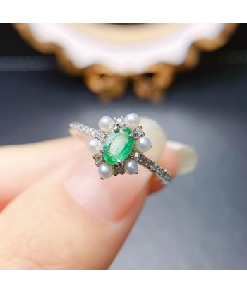 Sterling Silver 0.40 Carat Emerald Ring for Women s'inspire de l'anatomie humaine