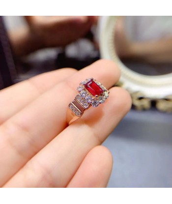 S925 Sterling Silver Natural Ruby Ring for Women plus qu'un jeu 