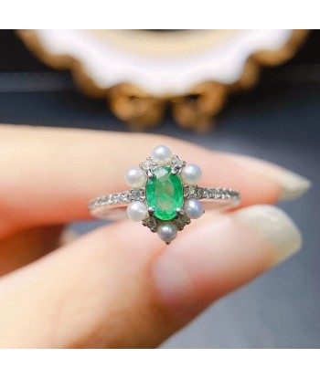 Sterling Silver 0.40 Carat Emerald Ring for Women s'inspire de l'anatomie humaine