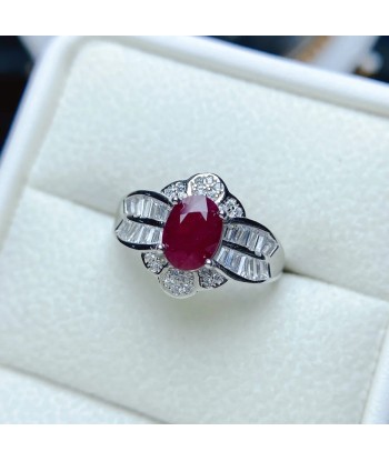 Sterling Silver Natural Ruby Ring for Women basket pas cher