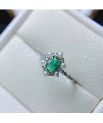 Sterling Silver 0.40 Carat Emerald Ring for Women s'inspire de l'anatomie humaine