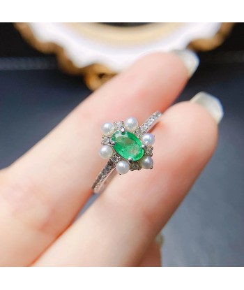 Sterling Silver 0.40 Carat Emerald Ring for Women s'inspire de l'anatomie humaine