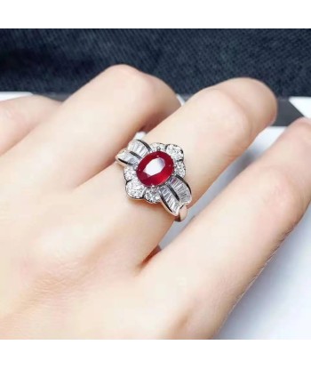 Sterling Silver Natural Ruby Ring for Women basket pas cher