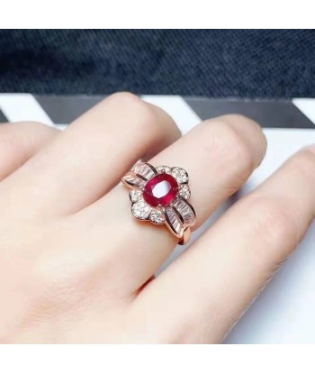 Sterling Silver Natural Ruby Ring for Women basket pas cher