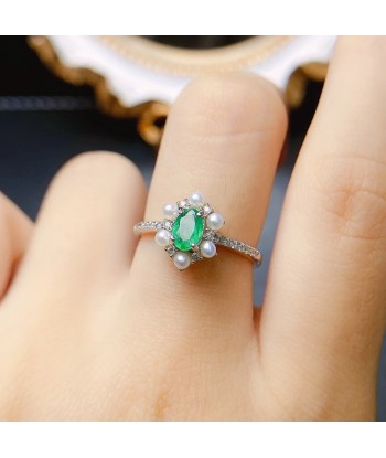 Sterling Silver 0.40 Carat Emerald Ring for Women s'inspire de l'anatomie humaine