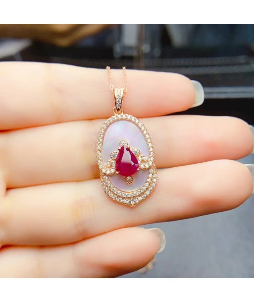 Sterling Silver Natural Ruby Pendant Necklace for Women pour bénéficier 