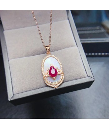 Sterling Silver Natural Ruby Pendant Necklace for Women pour bénéficier 