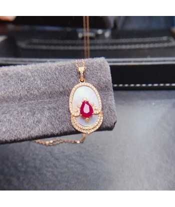 Sterling Silver Natural Ruby Pendant Necklace for Women pour bénéficier 