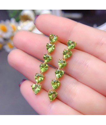 Sterling Silver 5mm Natural Olivine Heart Earrings for Women pour bénéficier 