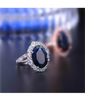 Sterling Silver Dark Blue Sapphire Ring 10x12mm For Women s'inspire de l'anatomie humaine