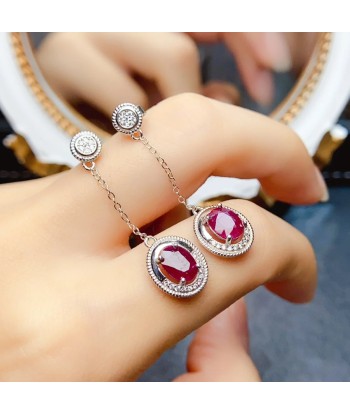 Sterling Silver Natural Ruby Stud Earrings for Women acheter