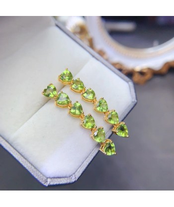 Sterling Silver 5mm Natural Olivine Heart Earrings for Women pour bénéficier 