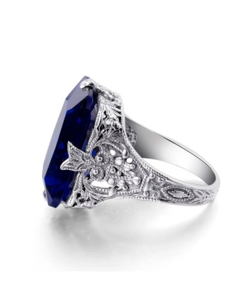 925 Sterling Silver Sapphire Square Engraved Ring for Women prix