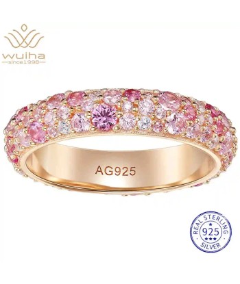 925 Sterling Silver Lab Sapphire Cocktail Rose Gold Ring for Women livraison gratuite