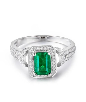 14k White Gold 1.25ct Emerald and Diamond Wedding Ring for Women soldes