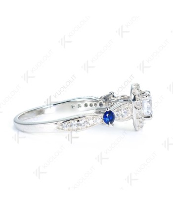 925 Sterling Silver White Gold 0.5CT Moissanite and Sapphire Ring for Women online