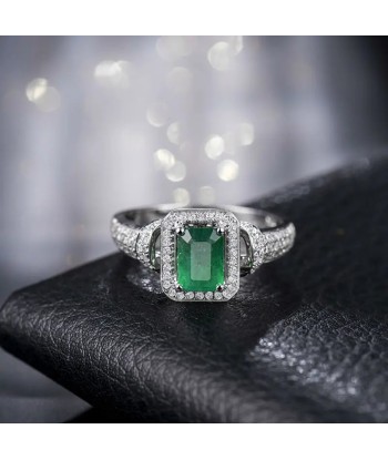 14k White Gold 1.25ct Emerald and Diamond Wedding Ring for Women soldes