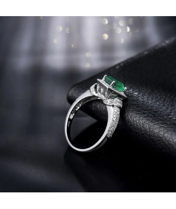 14k White Gold 1.25ct Emerald and Diamond Wedding Ring for Women soldes