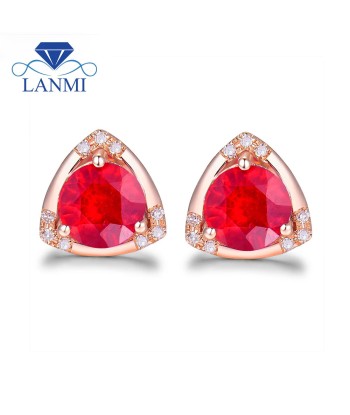 18Kt Rose Gold Ruby Earrings with Diamonds for Women Dans la société mordern