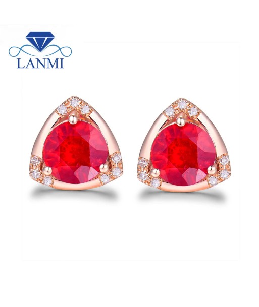 18Kt Rose Gold Ruby Earrings with Diamonds for Women Dans la société mordern