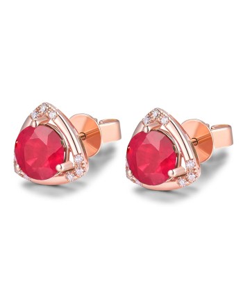 18Kt Rose Gold Ruby Earrings with Diamonds for Women Dans la société mordern