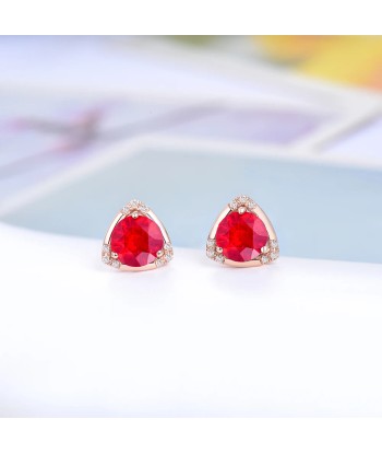 18Kt Rose Gold Ruby Earrings with Diamonds for Women Dans la société mordern