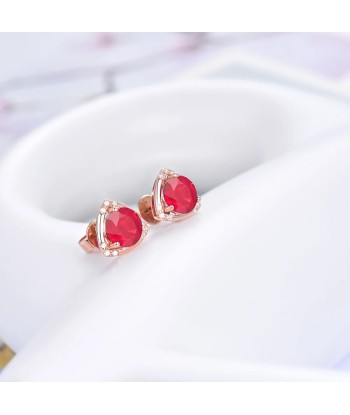 18Kt Rose Gold Ruby Earrings with Diamonds for Women Dans la société mordern