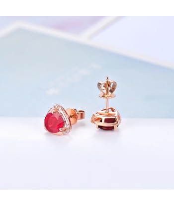 18Kt Rose Gold Ruby Earrings with Diamonds for Women Dans la société mordern