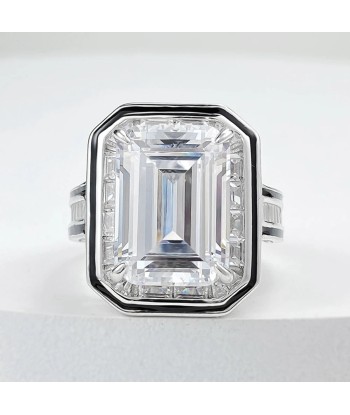 925 Sterling Silver Emerald Cut Lab Sapphire 10x14mm Ring for Her suggérées chez