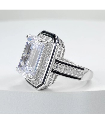 925 Sterling Silver Emerald Cut Lab Sapphire 10x14mm Ring for Her suggérées chez