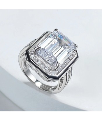 925 Sterling Silver Emerald Cut Lab Sapphire 10x14mm Ring for Her suggérées chez