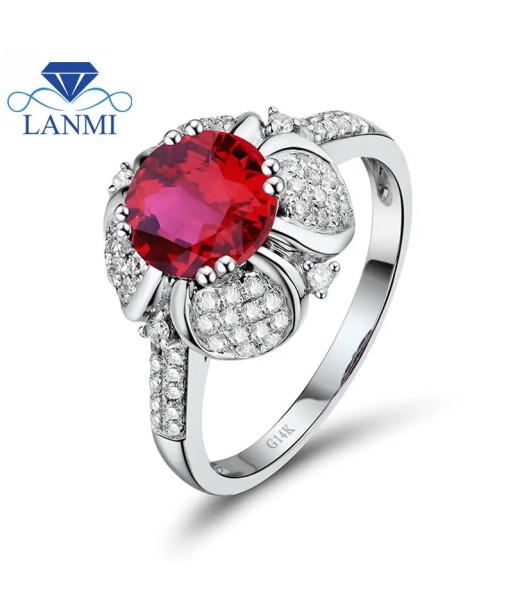 14K White Gold Ruby Wedding Ring for Women en ligne