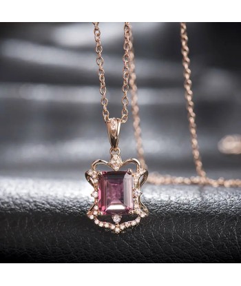 18kt Rose Gold Pink Tourmaline Pendant for Girl 50% de réduction en Octobre 2024