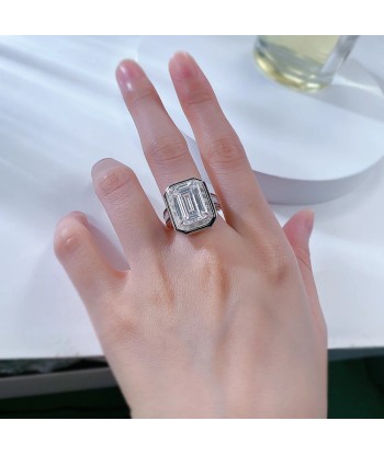 925 Sterling Silver Emerald Cut Lab Sapphire 10x14mm Ring for Her suggérées chez