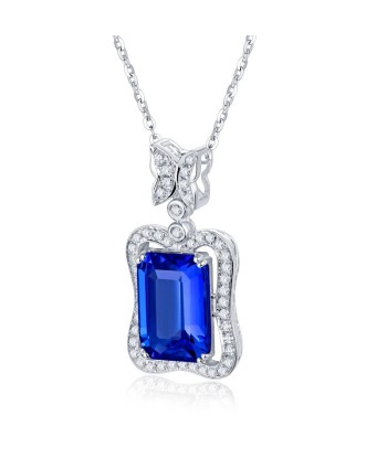 18Kt Au750 White Gold Tanzanite Diamond Pendant for Women Fin de série