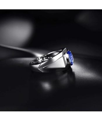 14K White Gold Blue Tanzanite Mens Wedding Ring Comparez et commandez 