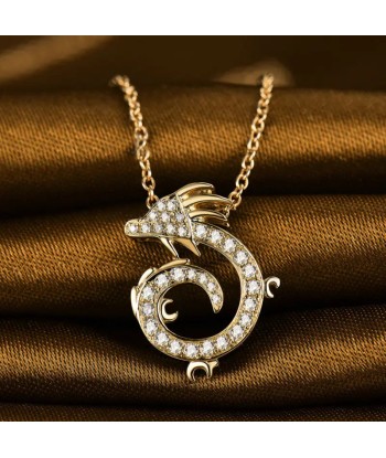 18K Yellow Gold Diamond China Dragon Pendant for Girl shop