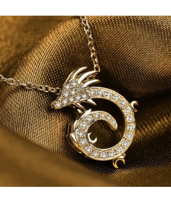 18K Yellow Gold Diamond China Dragon Pendant for Girl shop