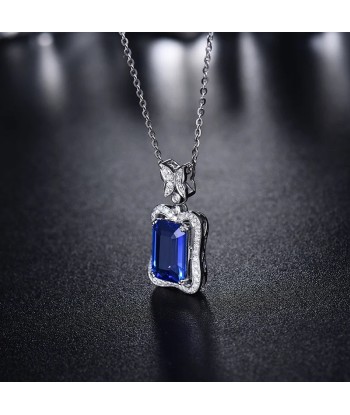 18Kt Au750 White Gold Tanzanite Diamond Pendant for Women Fin de série