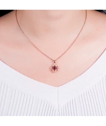 14K Rose Gold Pink Tourmaline Diamond Pendant Necklace for Women en ligne des produits 