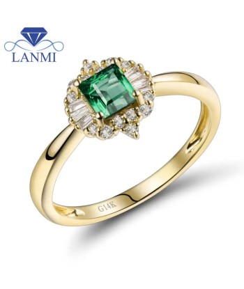 14kt Yellow Gold Emerald and Diamond Engagement Ring for Her votre