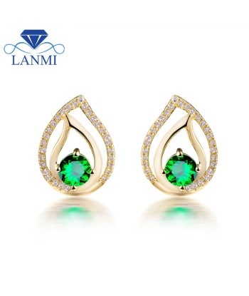 14K Yellow Gold Tsavorite Diamond Stud Earrings for Women du meilleur 