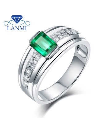 14K White Gold Emerald Diamond Engagement Ring for Men Comment ça marche