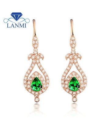 18K Rose Gold Tsavorite Gemstone Pear Earrings for Women acheter