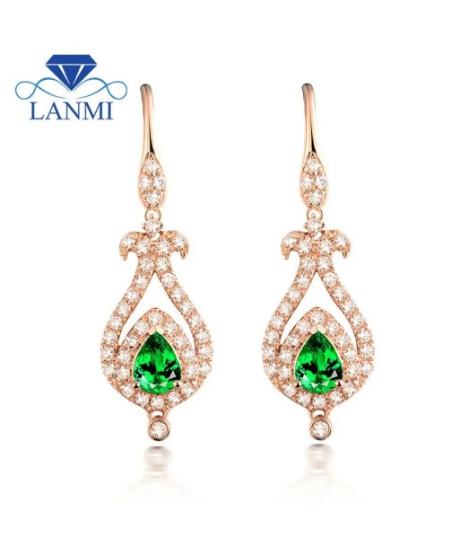 18K Rose Gold Tsavorite Gemstone Pear Earrings for Women acheter