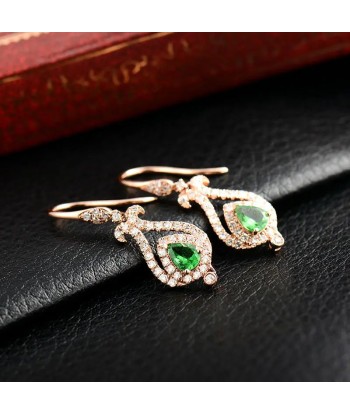 18K Rose Gold Tsavorite Gemstone Pear Earrings for Women acheter