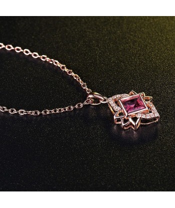 14K Rose Gold Pink Tourmaline Diamond Pendant Necklace for Women en ligne des produits 