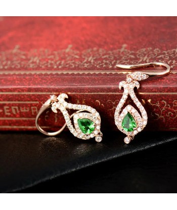 18K Rose Gold Tsavorite Gemstone Pear Earrings for Women acheter