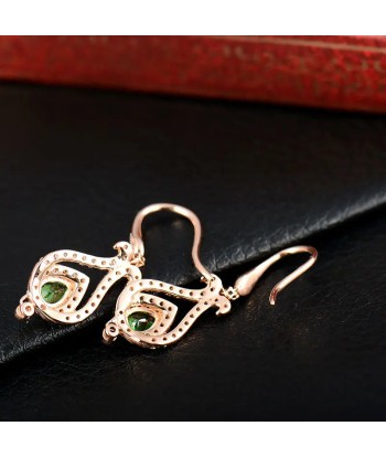 18K Rose Gold Tsavorite Gemstone Pear Earrings for Women acheter